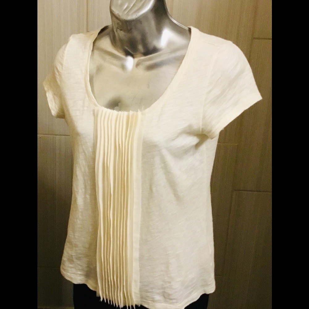 Talbot’s Ivory Dressy T-Top w/ Shear Flat Ruffles in Front